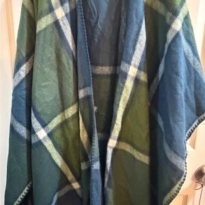 Woolrich Blue and Green Plaid Shawl